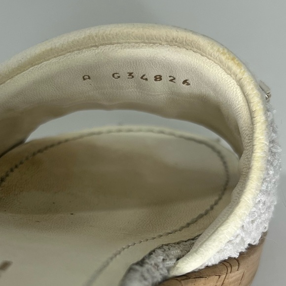 Chanel CC 2021 Chain Pool Tweed Cork Heels Mule Sandals Slides Shoes - Picture 13 of 13
